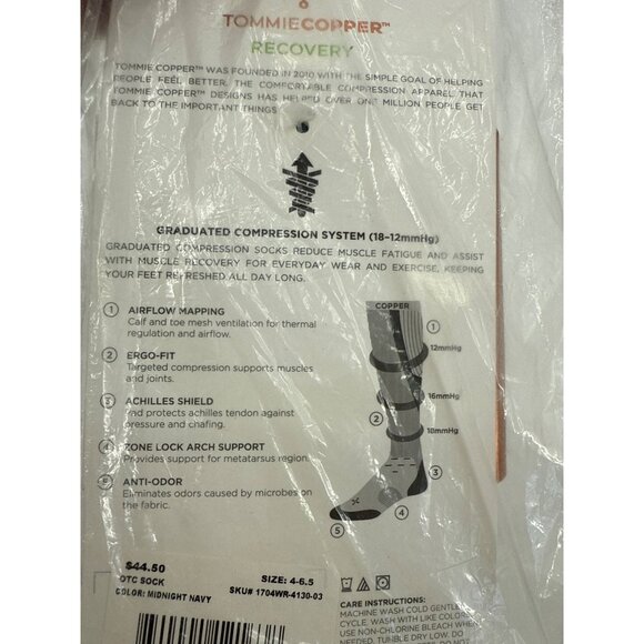 Tommie Copper Womens Over The Calf Compression Socks Size 4-6.5 Navy - Picture 6 of 6